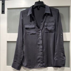 Ann Taylor Gray Casual Button Down Shirt